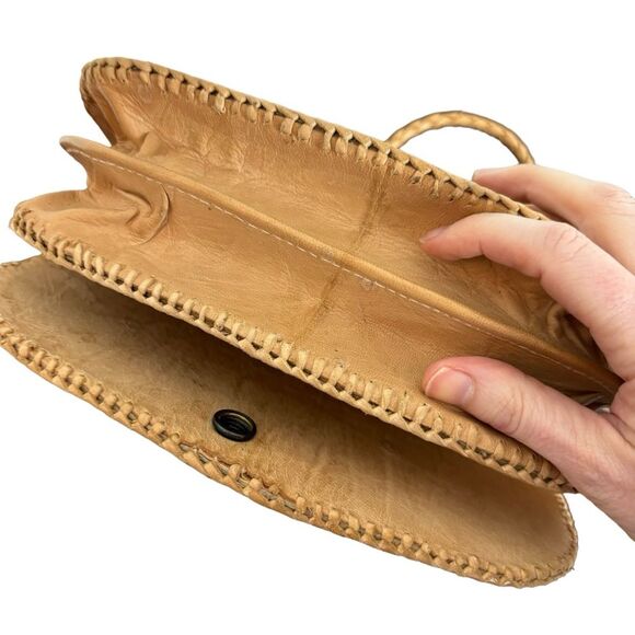 Brown Snakeskin Natural Fiber Crossbody Purse - Picture 3 of 6